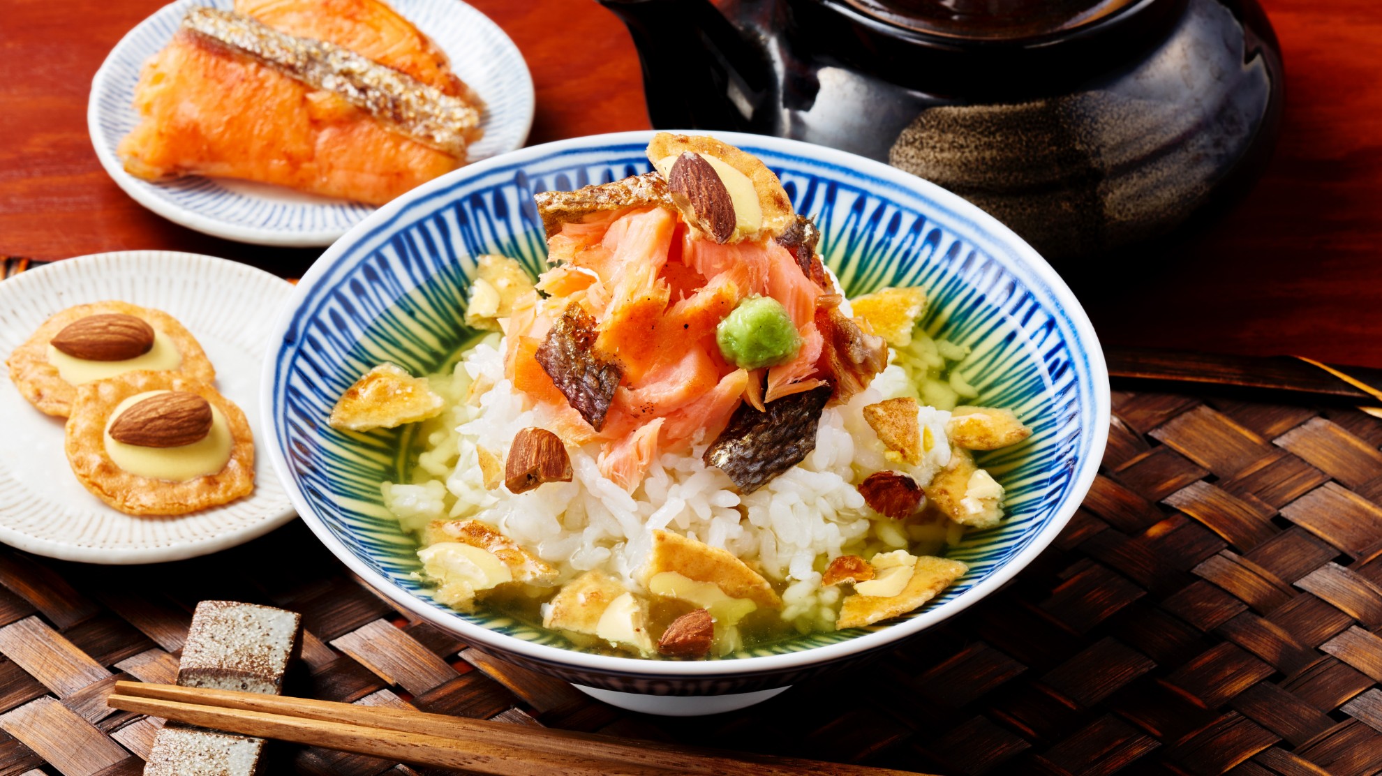 チーズアーモンドで鮭茶漬け