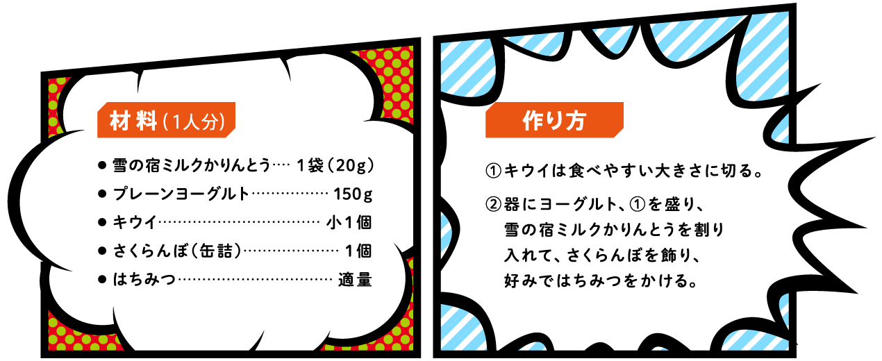 雪の宿ミルクかりんとうのフルーツヨーグルトのレシピ