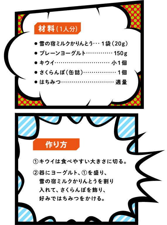 雪の宿ミルクかりんとうのフルーツヨーグルトのレシピ
